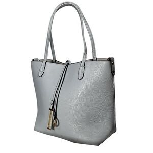 Blue Tote Bag Shoulder Bag Pebbled Vegan Leather Minimal Work Summer Purse